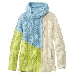 Signature Cotton Funnelneck Sweater, Colorblock